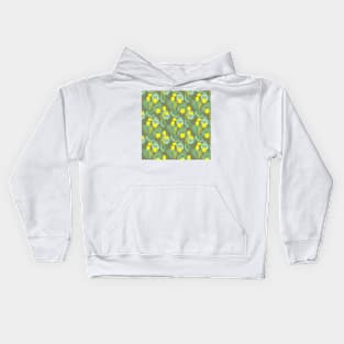 Daffodils and painted eggs muted colors Kids Hoodie